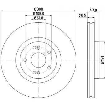 Jeu de 2 disques de frein avant HELLA PAGID 8DD 355 128-891
