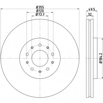 Jeu de 2 disques de frein avant HELLA PAGID 8DD 355 129-271