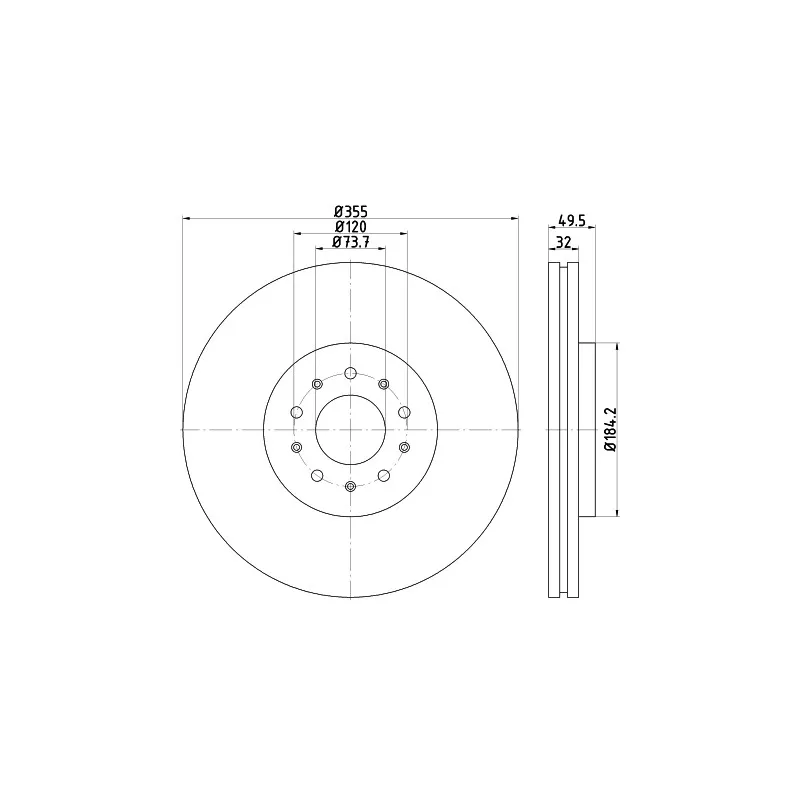 Jeu de 2 disques de frein avant HELLA PAGID 8DD 355 129-271