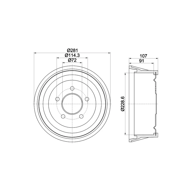 Tambour de frein HELLA PAGID 8DT 355 301-771