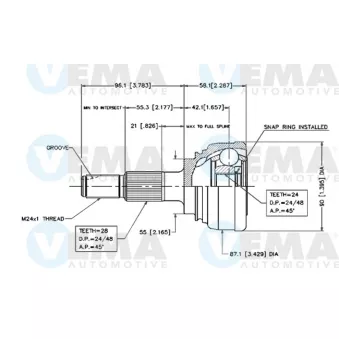 Embout de cardan avant (kit de réparation) VEMA