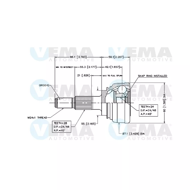 Embout de cardan avant (kit de réparation) VEMA 18209