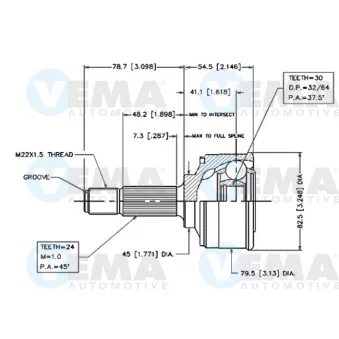 Embout de cardan avant (kit de réparation) VEMA