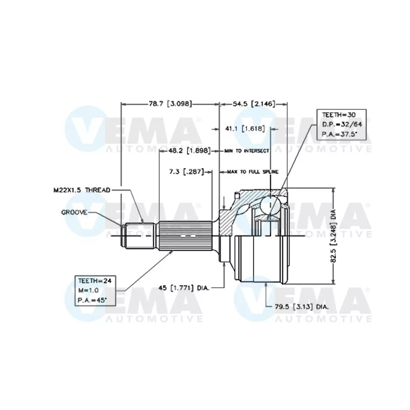 Embout de cardan avant (kit de réparation) VEMA 18284