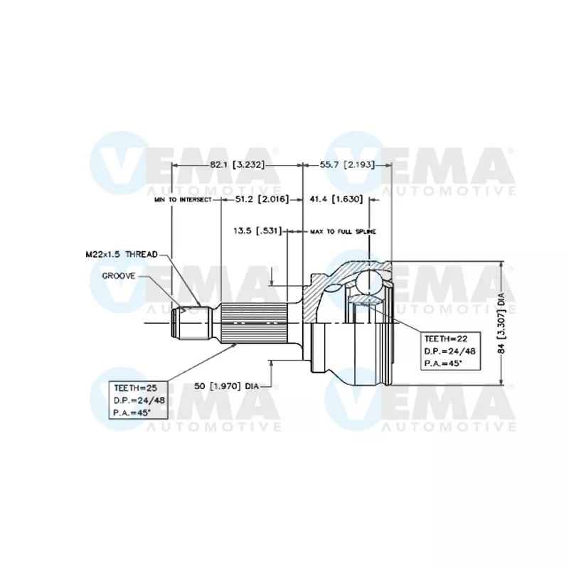Embout de cardan avant (kit de réparation) VEMA 18402