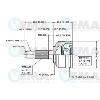Embout de cardan avant (kit de réparation) VEMA
