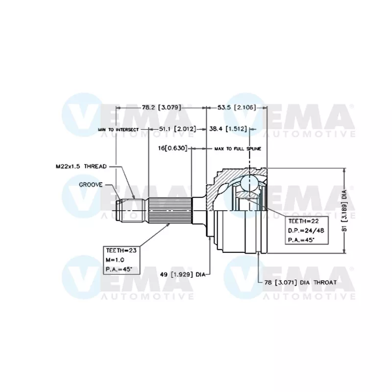 Embout de cardan avant (kit de réparation) VEMA 18404