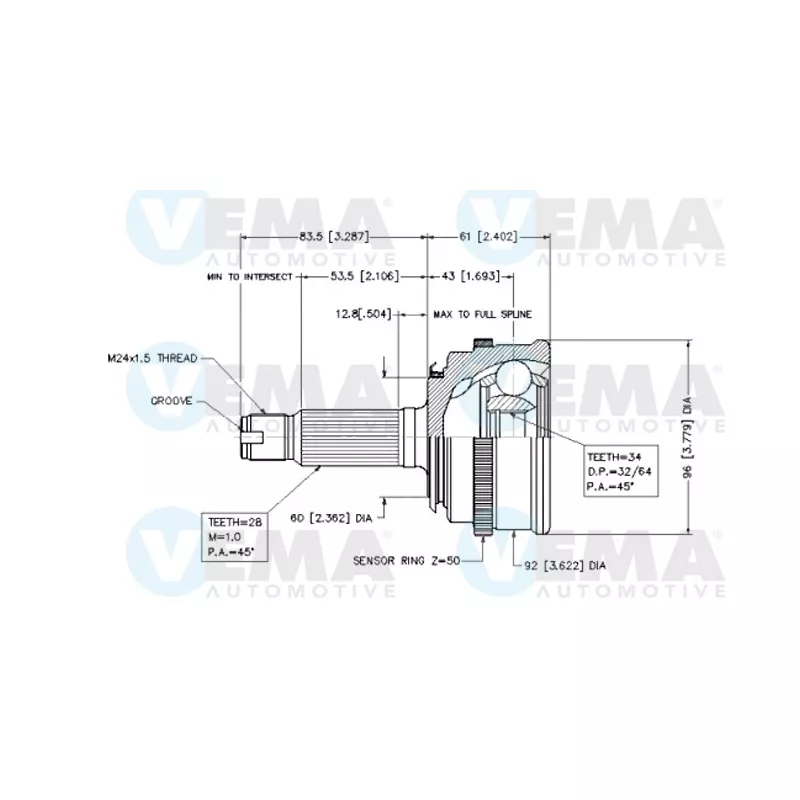Embout de cardan avant (kit de réparation) VEMA 18456