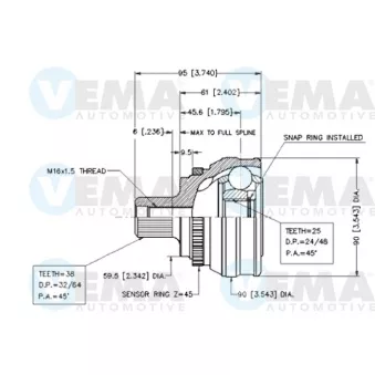 Embout de cardan avant (kit de réparation) VEMA 18465