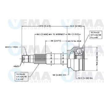 Embout de cardan avant (kit de réparation) VEMA