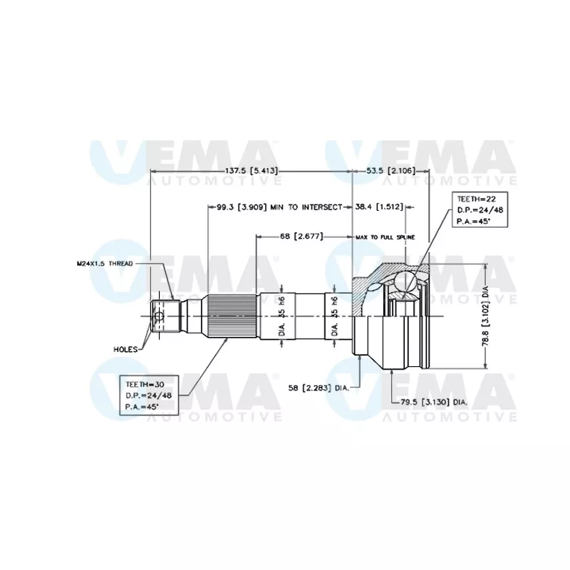 Embout de cardan avant (kit de réparation) VEMA 18485