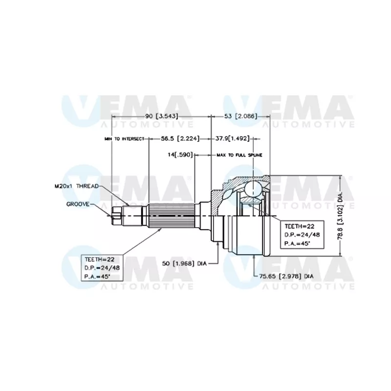 Embout de cardan avant (kit de réparation) VEMA 18517