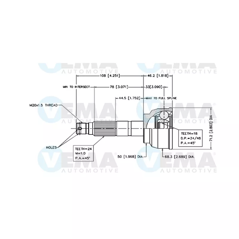 Embout de cardan avant (kit de réparation) VEMA 18524