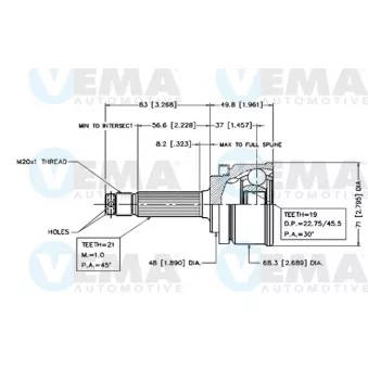Embout de cardan avant (kit de réparation) VEMA