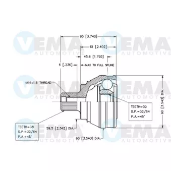 Embout de cardan avant (kit de réparation) VEMA 18560