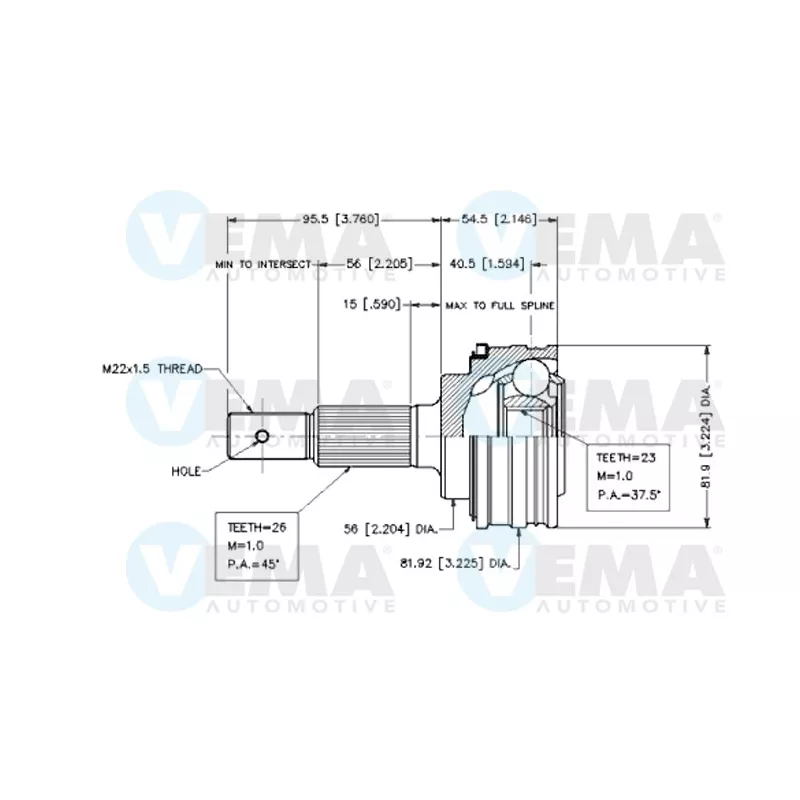 Embout de cardan avant (kit de réparation) VEMA 18563