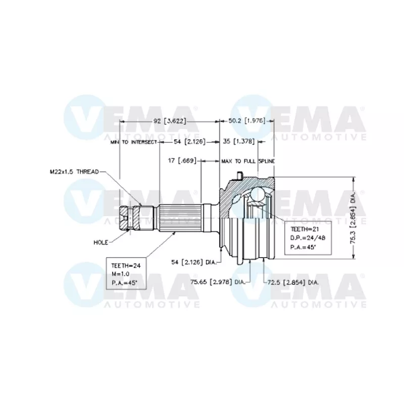 Embout de cardan avant (kit de réparation) VEMA 18604