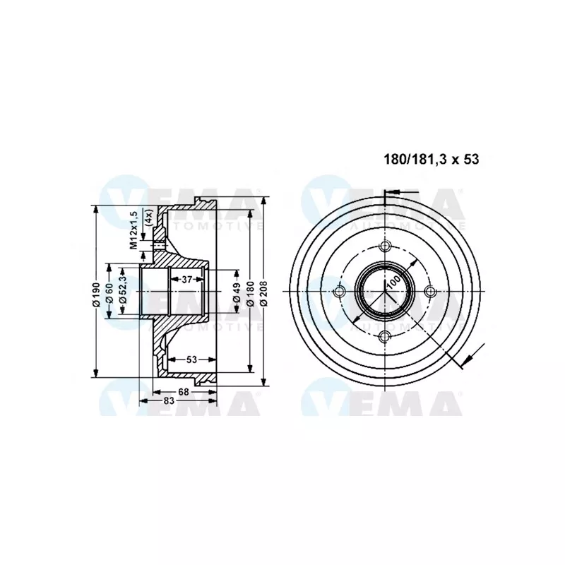 Tambour de frein VEMA 800833
