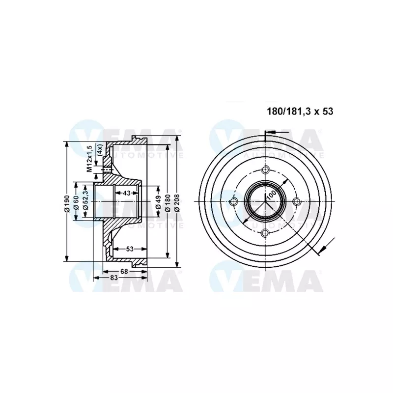 Tambour de frein VEMA 800834