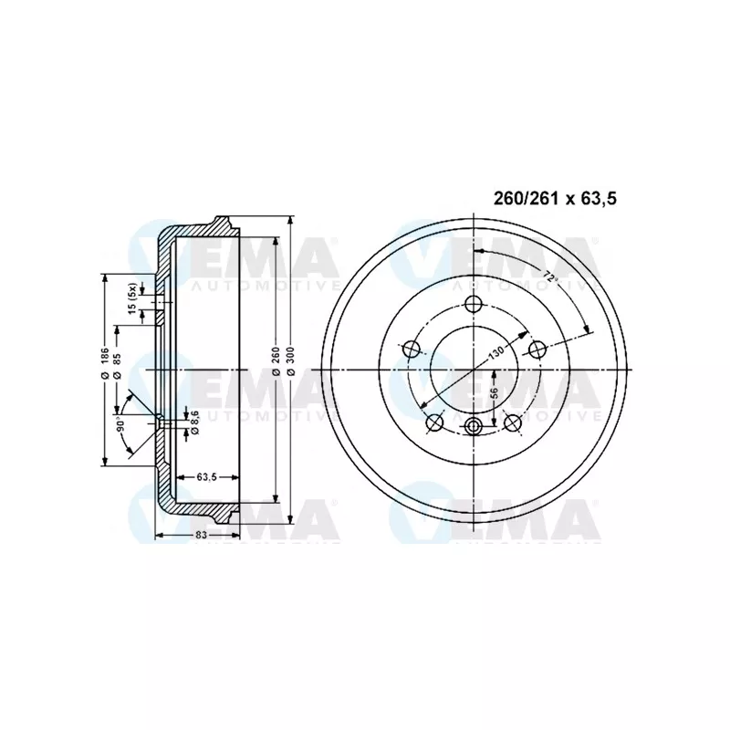 Tambour de frein VEMA 800849