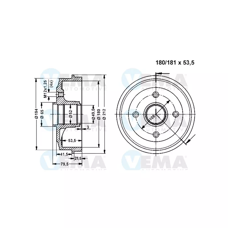 Tambour de frein VEMA 800850