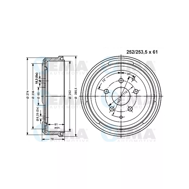 Tambour de frein VEMA 800853