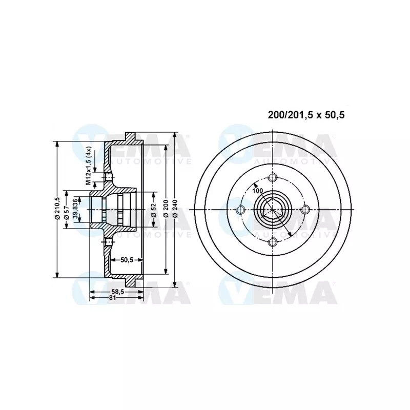 Tambour de frein VEMA 800857