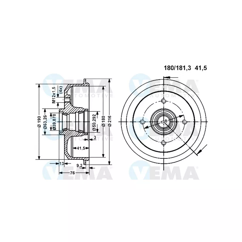 Tambour de frein VEMA 800937