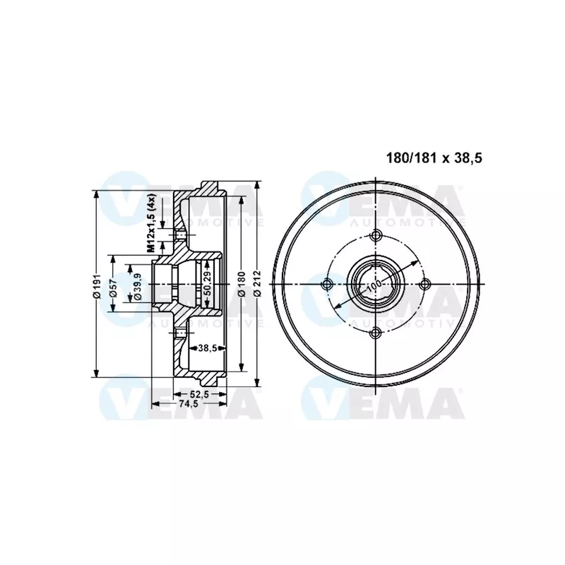 Tambour de frein VEMA 800973