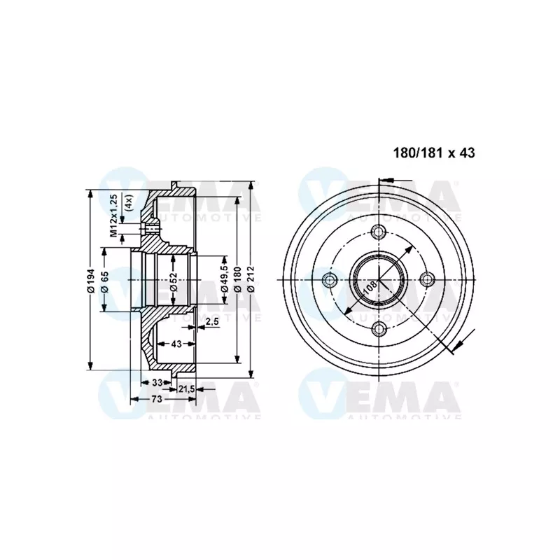 Tambour de frein VEMA 800998