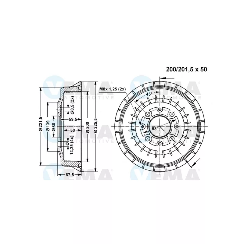 Tambour de frein VEMA 801006