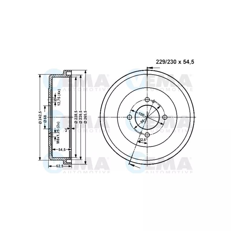Tambour de frein VEMA 801029
