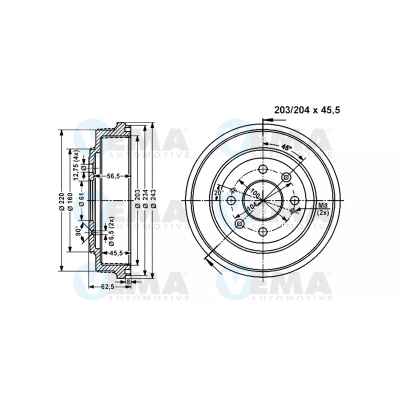 Tambour de frein VEMA 801062
