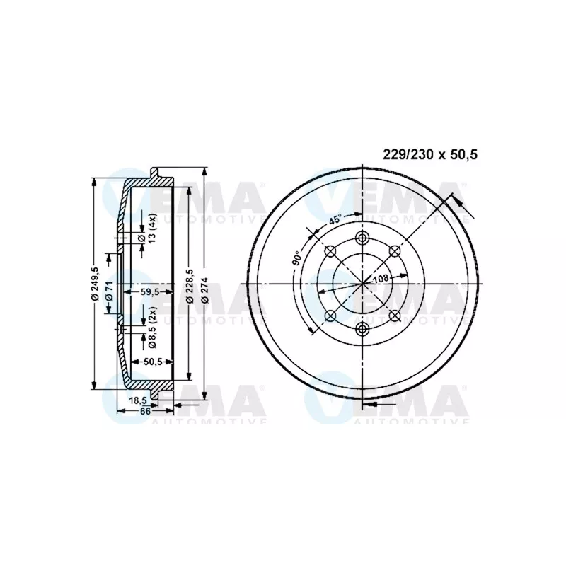 Tambour de frein VEMA 801095