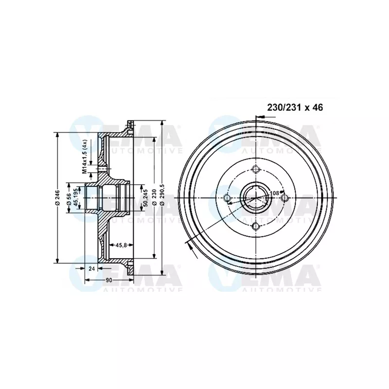 Tambour de frein VEMA 801114