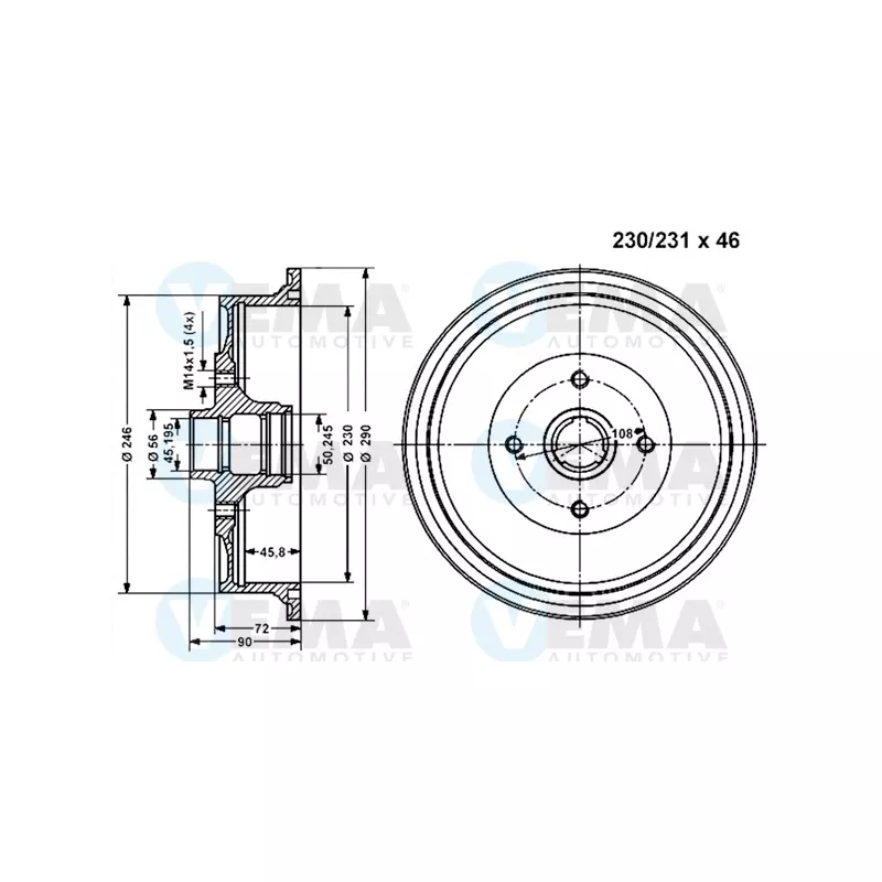 Tambour de frein VEMA 801115