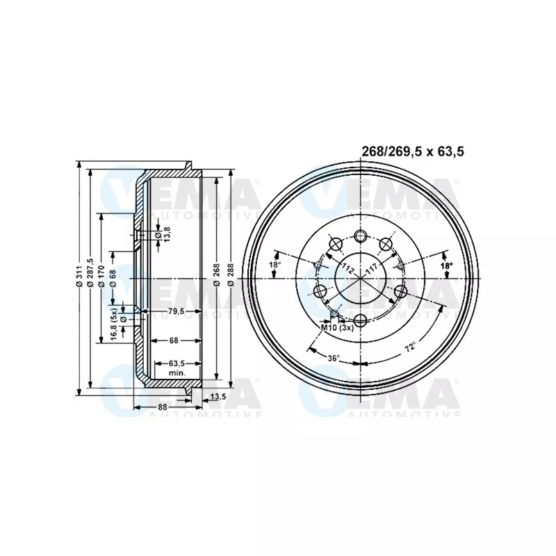 Tambour de frein VEMA 801118