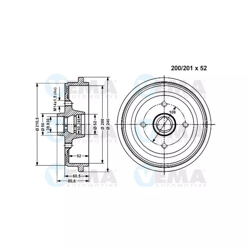 Tambour de frein VEMA 801120