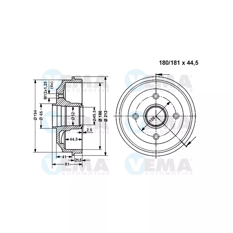 Tambour de frein VEMA 801125