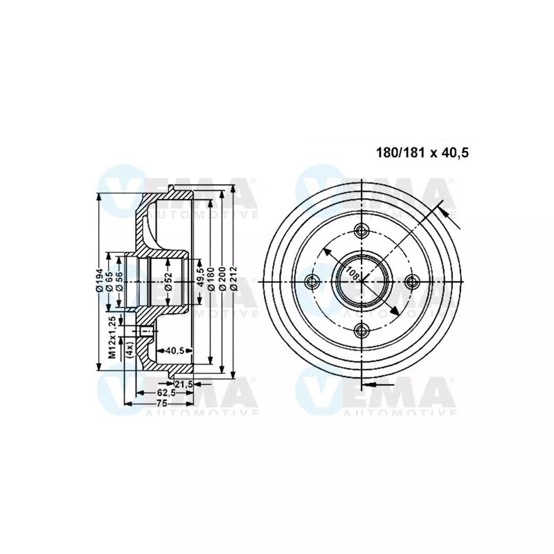 Tambour de frein VEMA 801129