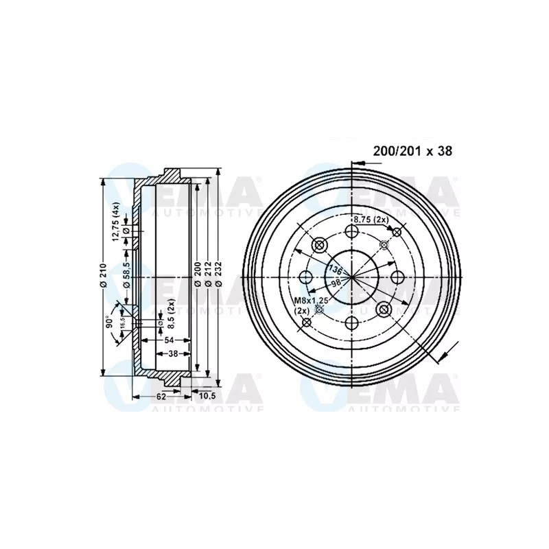 Tambour de frein VEMA 801137