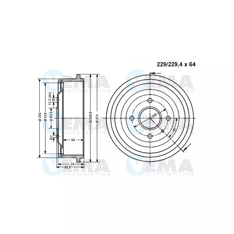 Tambour de frein VEMA 801147