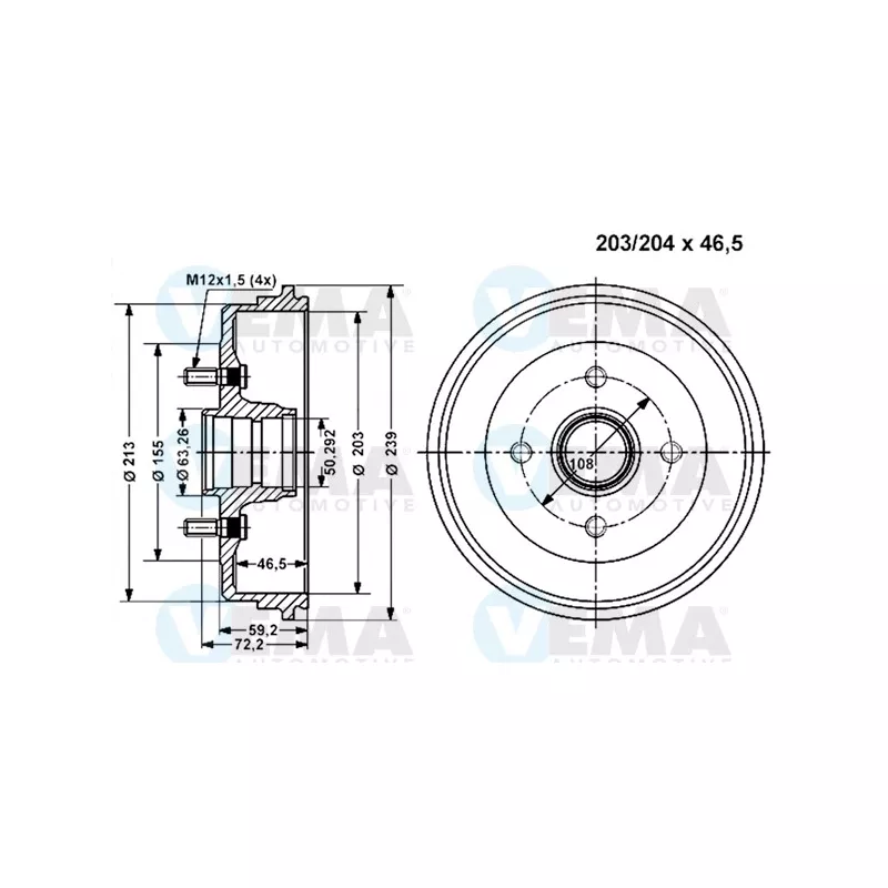 Tambour de frein VEMA 801150