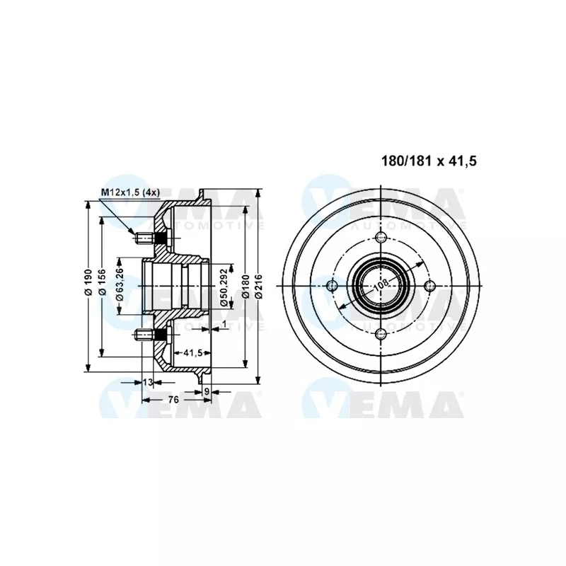 Tambour de frein VEMA 801151