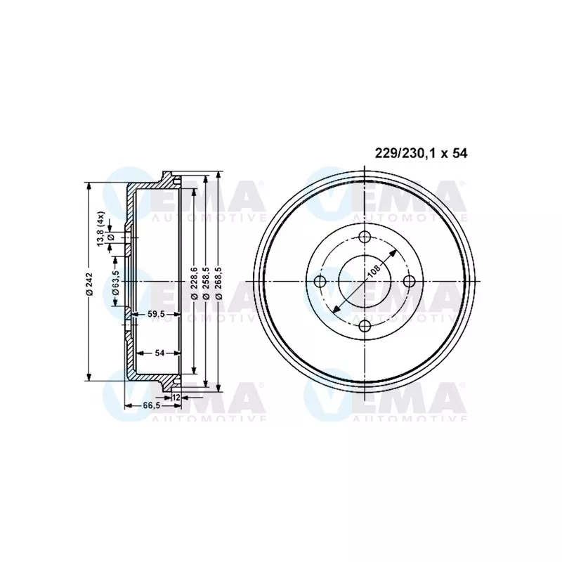 Tambour de frein VEMA 801162