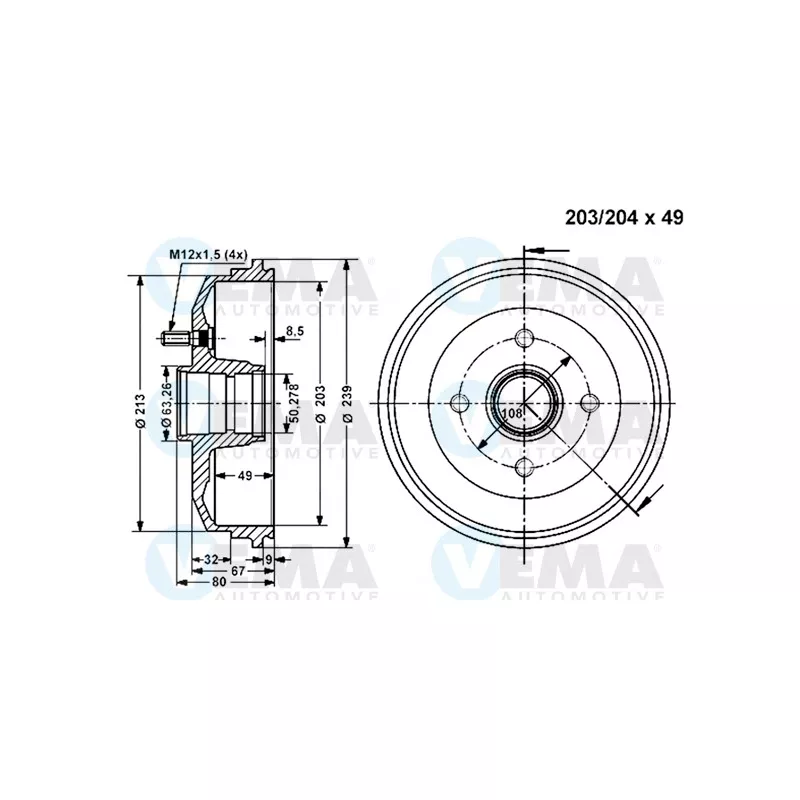 Tambour de frein VEMA 801166