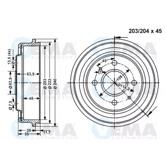 Tambour de frein VEMA 801167