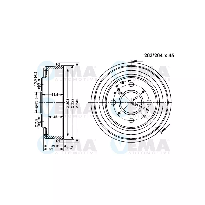Tambour de frein VEMA 801167