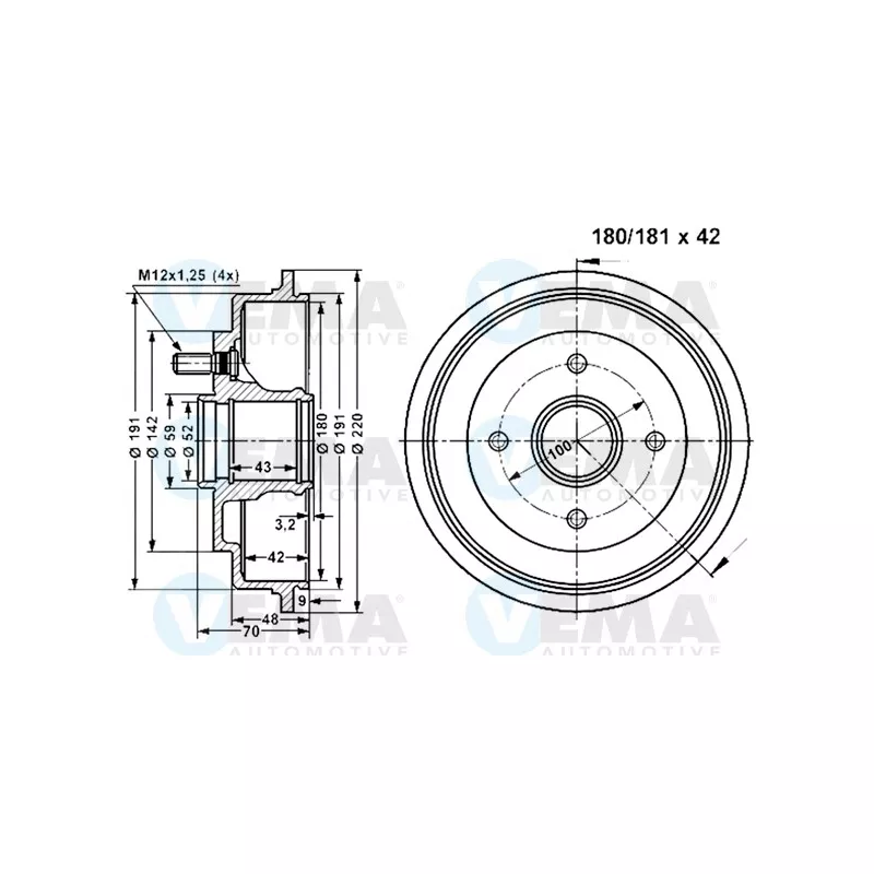 Tambour de frein VEMA 801189