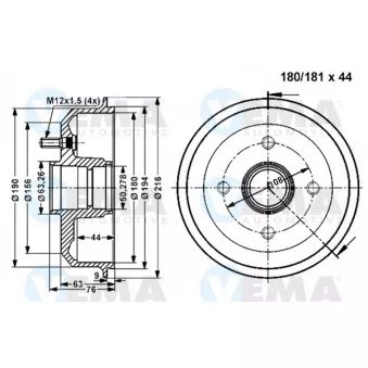 Tambour de frein VEMA 801267